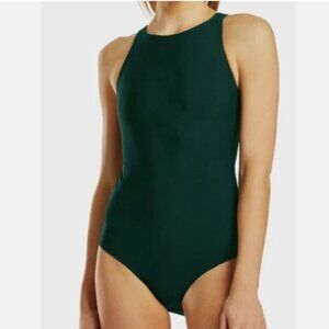Finis Bladeback Training Swimsuit, Womens‎ Sz 32 US 10, Pine Green One Piece NEW